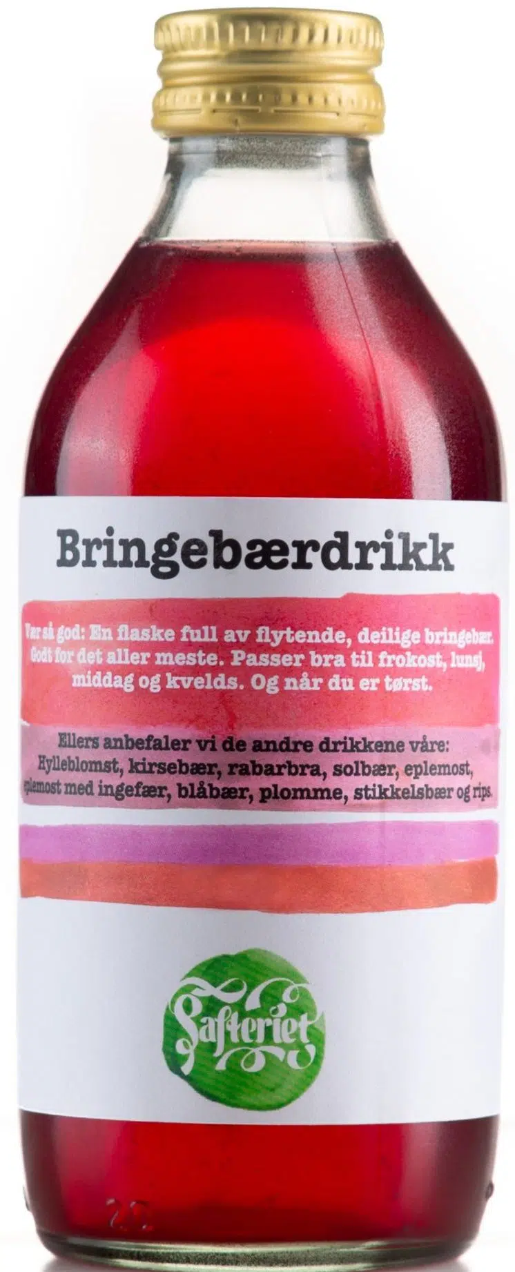 Safteriet bringebærdrikk laget av norske Glen Ample-bringebær